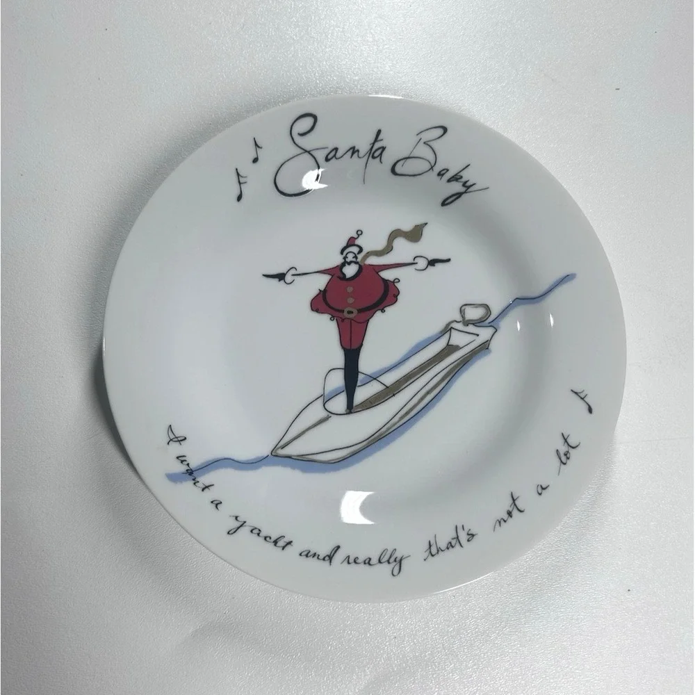 Pottery Barn Santa Baby Yacht Christmas Salad Dessert Plate 8 Inch Made in Japan